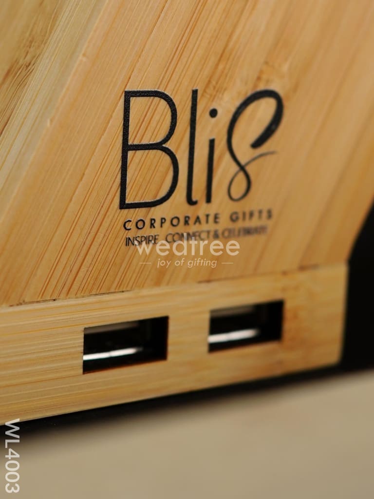 Bamboo Wireless Charger, USB Hub with Pen stand - 15 W - WL4003
