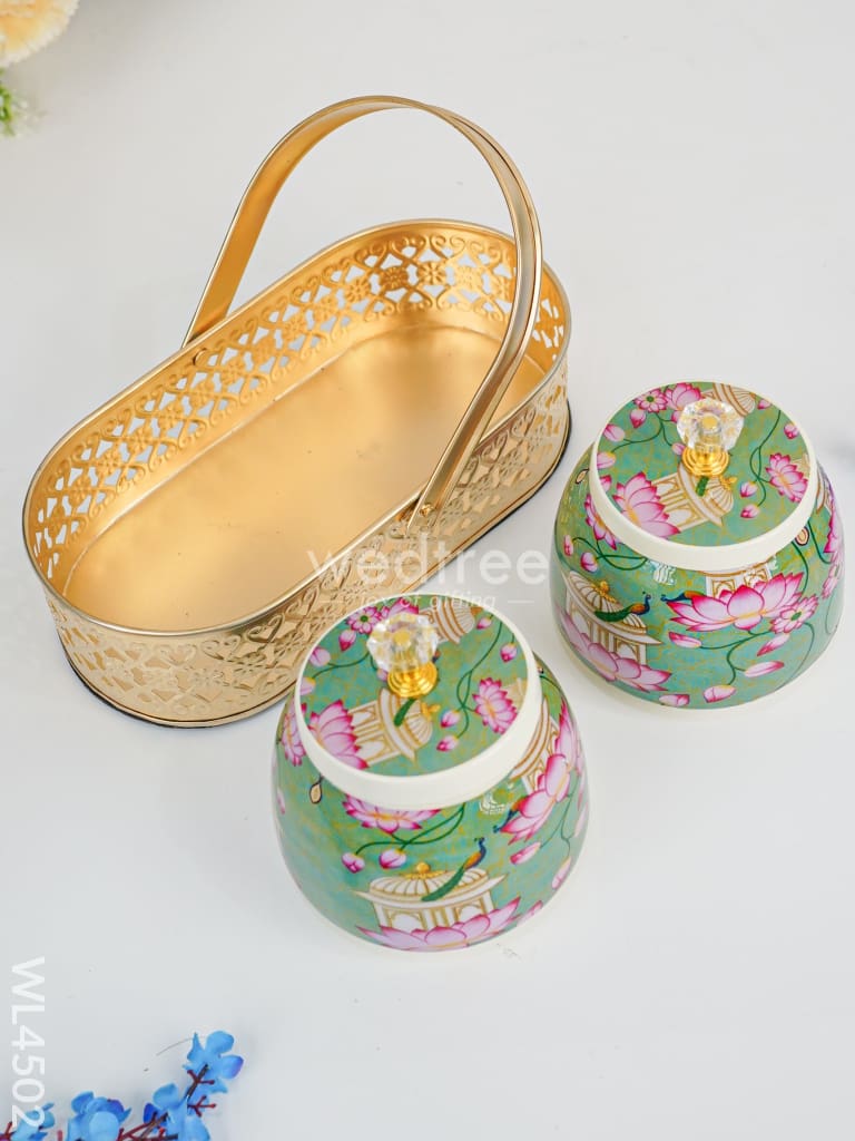 Basket with Metal Jars - WL4502