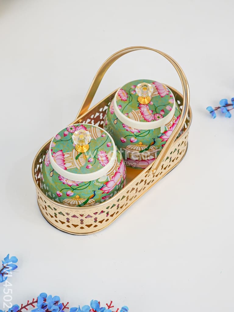 Basket with Metal Jars - WL4502
