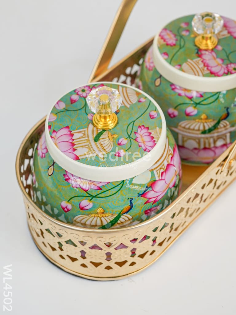 Basket with Metal Jars - WL4502
