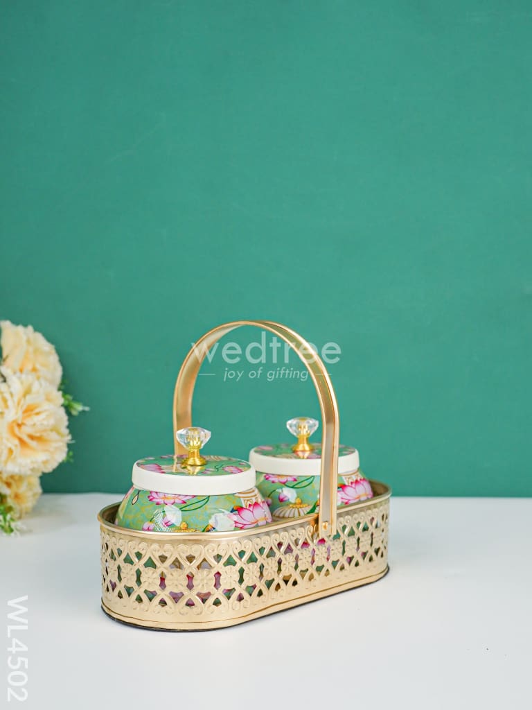 Basket with Metal Jars - WL4502