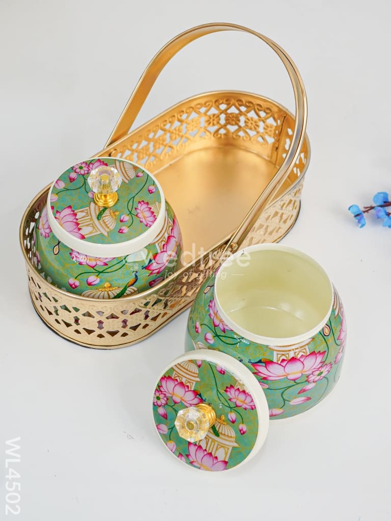 Basket with Metal Jars - WL4502