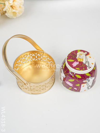 Basket With Tin Jar - WL4318