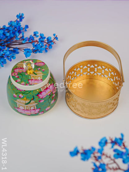 Basket With Tin Jar - WL4318