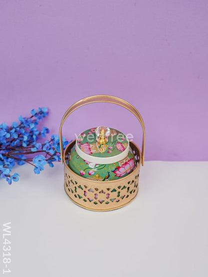 Basket With Tin Jar - WL4318