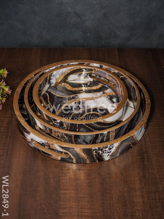 Black & Gold Abstract Digital Printed Tray - Set of 3 - WL2849