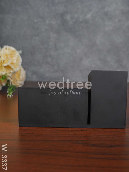Black Matte Finish Pen Stand with Clock - WL3337