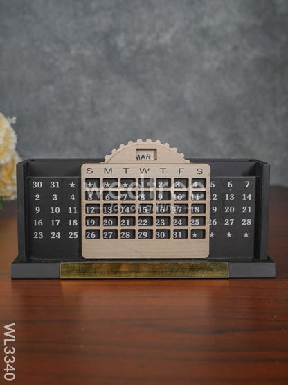 Black Matte Finish Pen Stand with Infinite Calender - WL3340