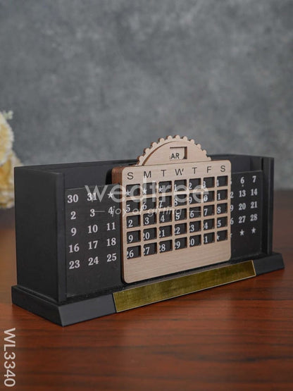 Black Matte Finish Pen Stand with Infinite Calender - WL3340