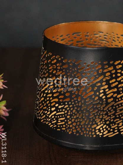 Black Matte Votive in Jhaali Pattern - WL3118