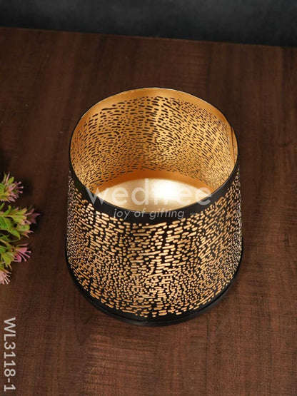 Black Matte Votive in Jhaali Pattern - WL3118