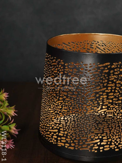 Black Matte Votive in Jhaali Pattern - WL3118