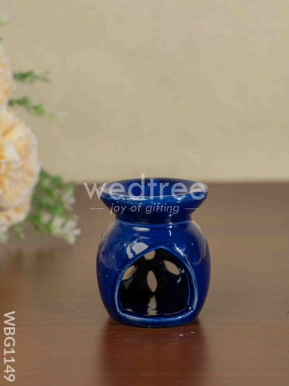 Blue Pottery Diffuser Candle Holder with Lavender Oil - WBG1149