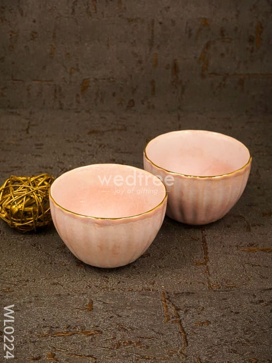 Bowl Antique (Light Pink & Gold) - Set of 2 - WL0224
