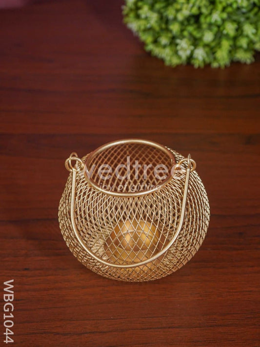Bowl shaped T Light Holder with Metal Handle - WBG1044