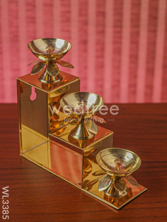 Brass 3 Step Diya Stand Wall Hanging - WL3385