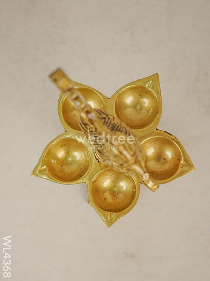Brass 5 Face Annapakshi Diya With Stand - WL4368