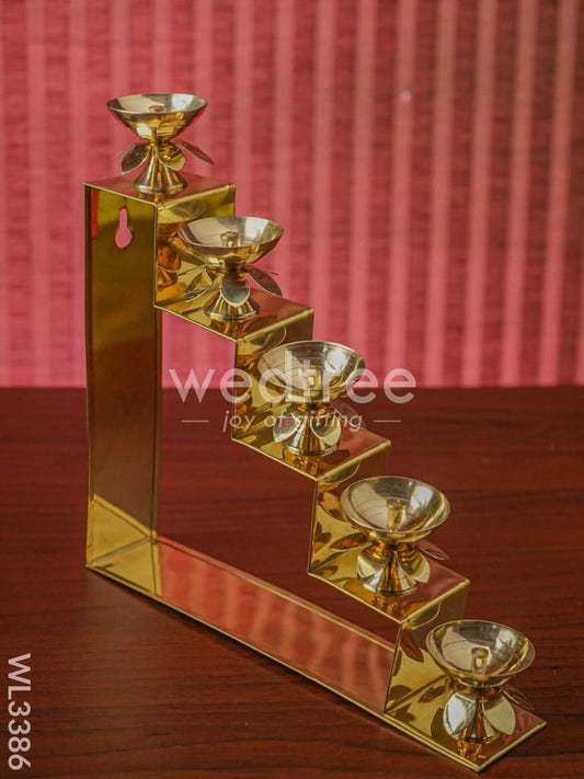 Brass 5 Step Diya Stand Wall Hanging - WL3386
