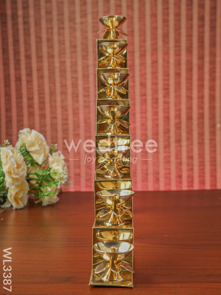 Brass 7 Step Diya Stand Wall Hanging - WL3387