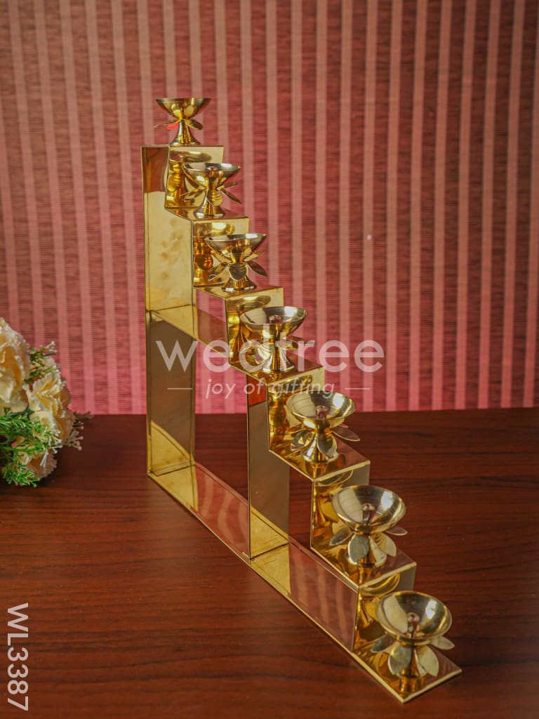 Brass 7 Step Diya Stand Wall Hanging - WL3387