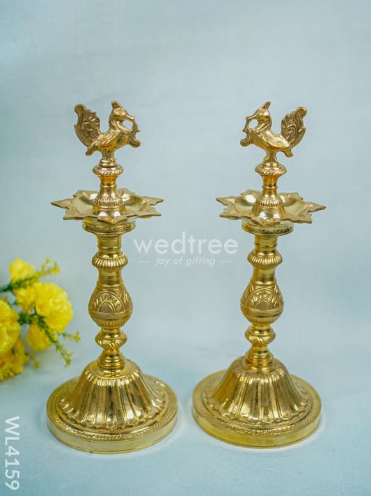 Brass Annapakshi Diya with 7-Face - 16 inch - WL4159