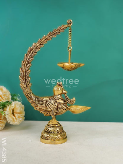 Brass Annapakshi Diya with Hanging Diya - WL4385