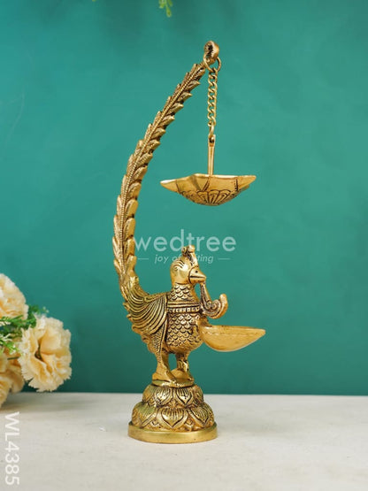 Brass Annapakshi Diya with Hanging Diya - WL4385