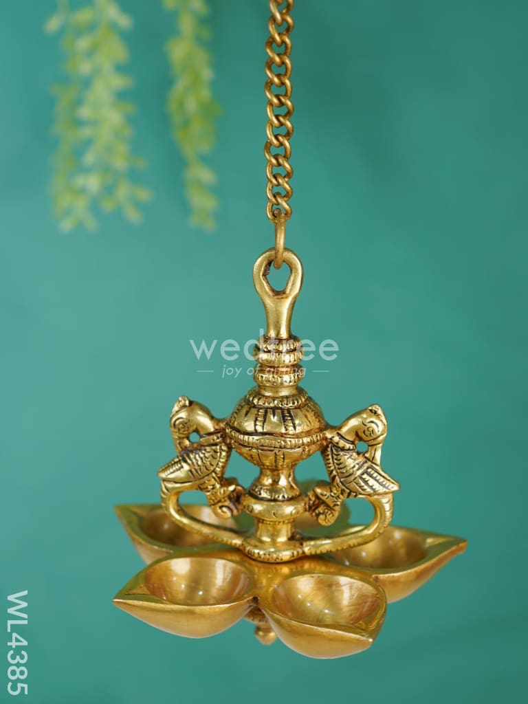 Brass Annapakshi Diya with Hanging Diya - WL4385
