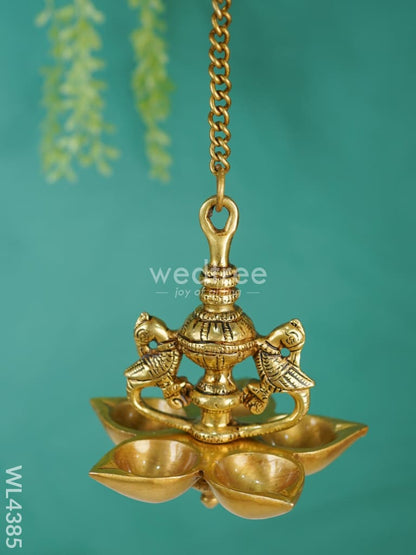 Brass Annapakshi Diya with Hanging Diya - WL4385