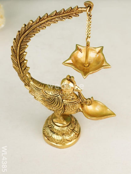 Brass Annapakshi Diya with Hanging Diya - WL4385
