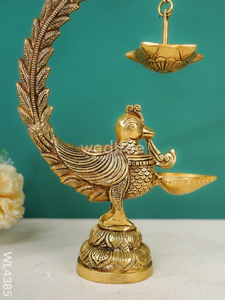 Brass Annapakshi Diya with Hanging Diya - WL4385