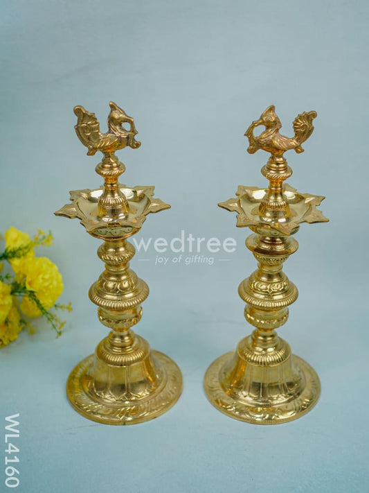Brass Annapakshi Kuthu Vilakku with 7-Face Diya - 16 inch - WL4160