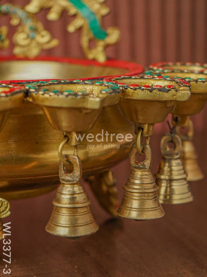 Brass Annapakshi Urli with 5 Diyas - WL3377-3