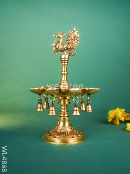 Brass Annapakshi Vilaku with Diya & Bell - 13 inch - WL4868