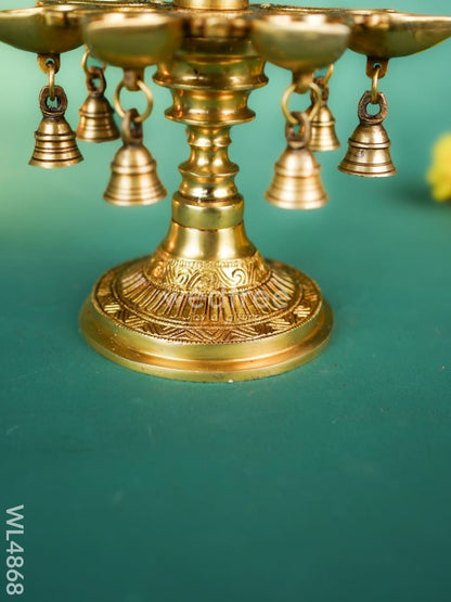 Brass Annapakshi Vilaku with Diya & Bell - 13 inch - WL4868