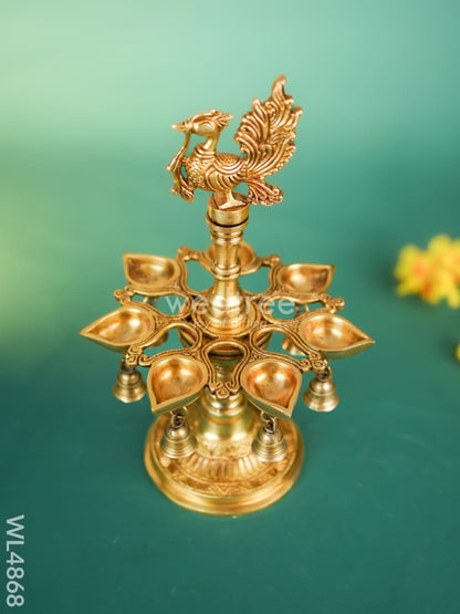 Brass Annapakshi Vilaku with Diya & Bell - 13 inch - WL4868