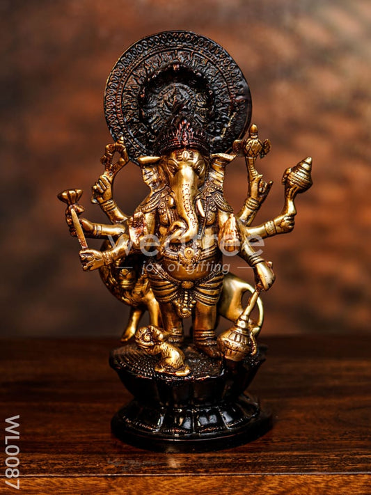 Brass Ashta Bhuja Ganesha - WL0087
