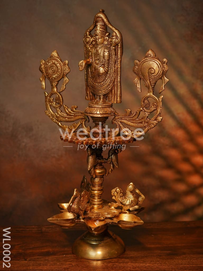 Brass Balaji Diya with Shank and Chakra - WL0002