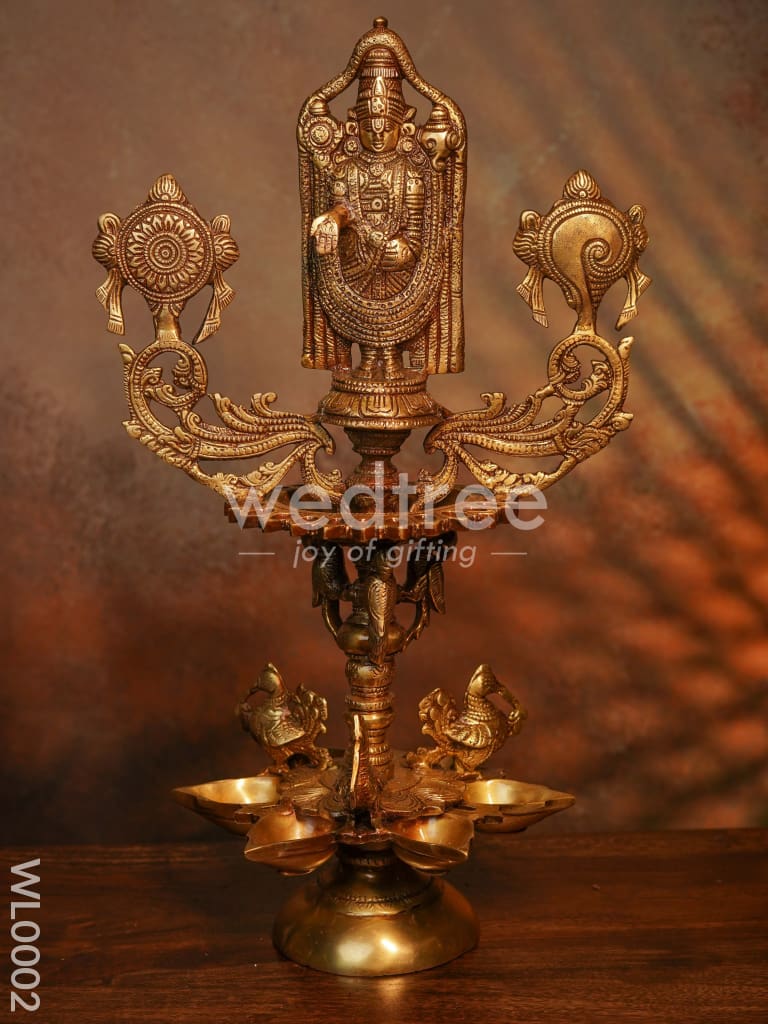 Brass Balaji Diya with Shank and Chakra - WL0002