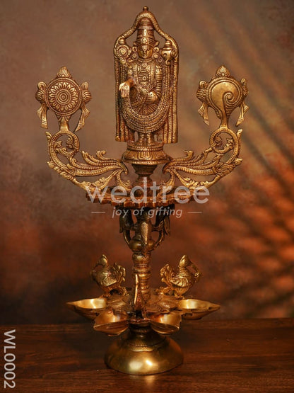 Brass Balaji Diya with Shank and Chakra - WL0002