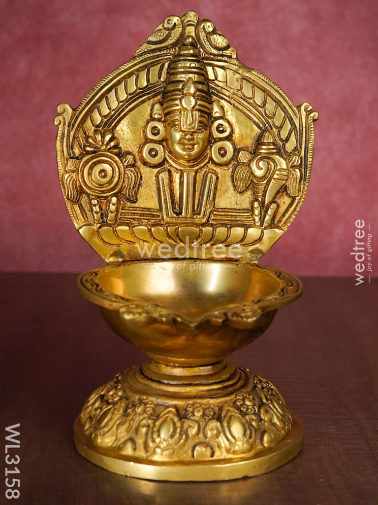 Brass Balaji Diya with Shank and Chakra - WL3158
