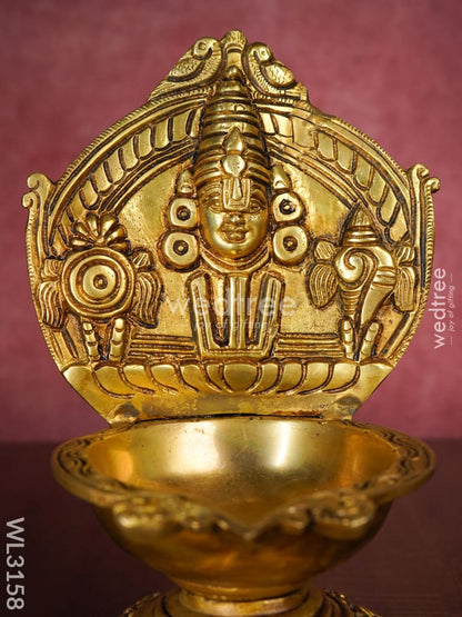 Brass Balaji Diya with Shank and Chakra - WL3158