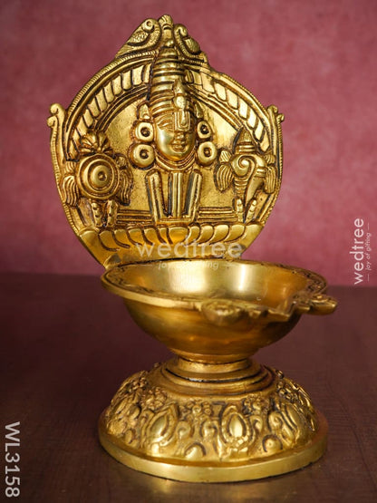 Brass Balaji Diya with Shank and Chakra - WL3158