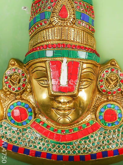 Brass Balaji Stone & Tile Work Wall Hanging - 14 inch - WL4750