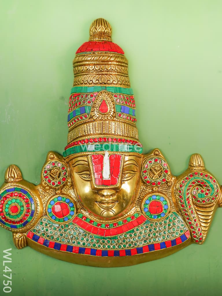 Brass Balaji Stone & Tile Work Wall Hanging - 14 inch - WL4750