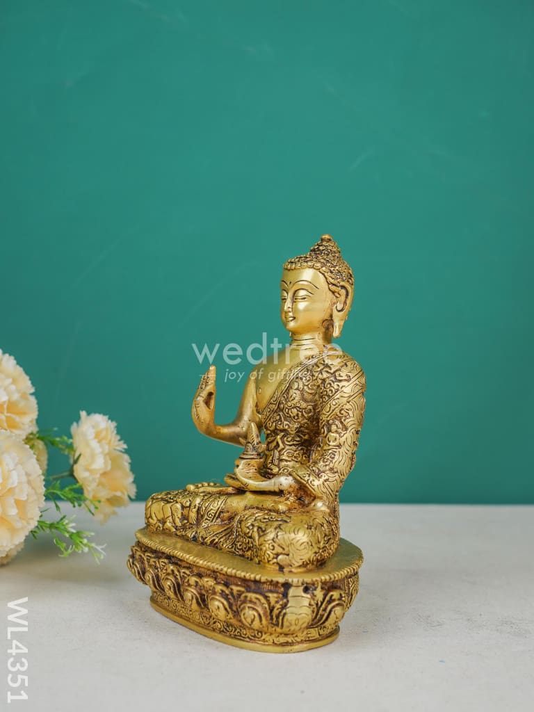 Brass Buddha Figurine Holding Star - WL4351
