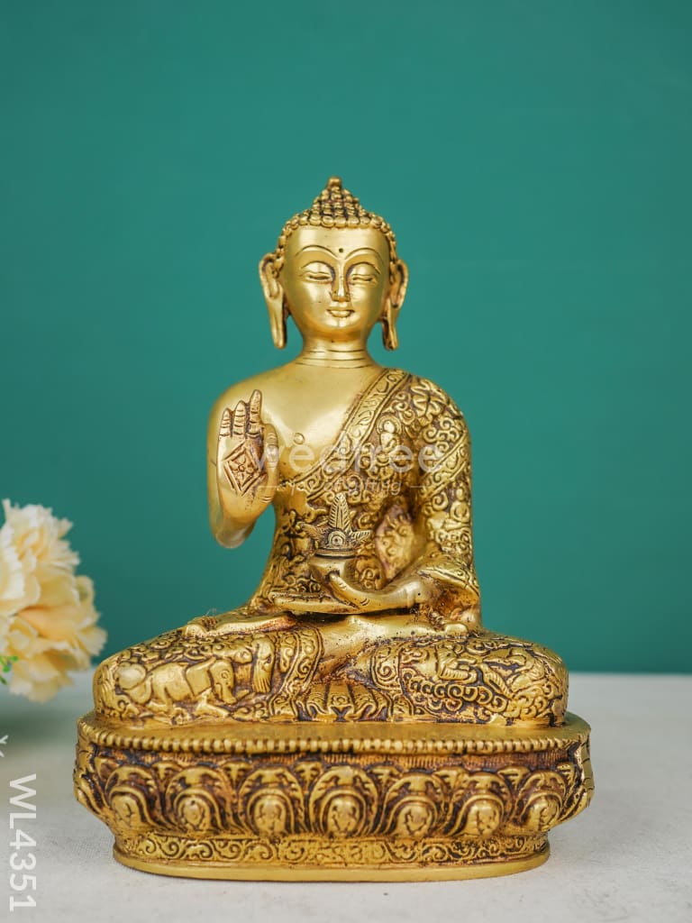 Brass Buddha Figurine Holding Star - WL4351