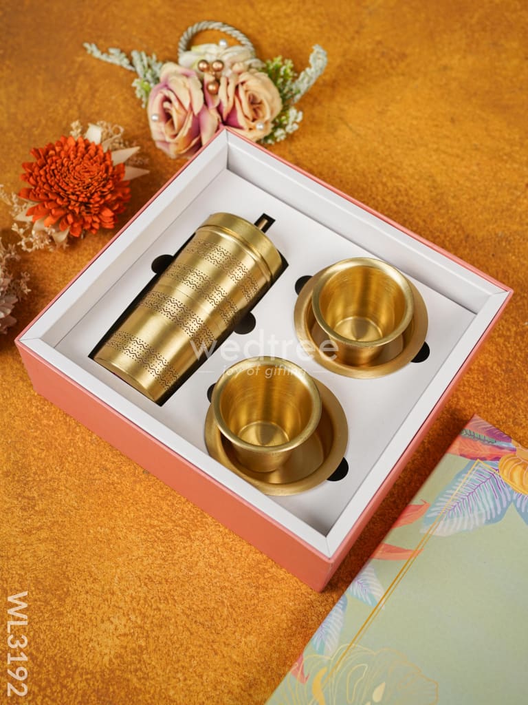 Brass Coffee Filter Dabara Set with Gift Box - WL3192-2