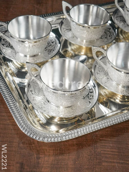 Brass Cup and Saucer with Tray - WL2221