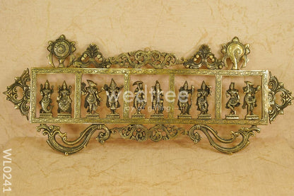 Brass Dasavathar Wall Hanging (Single Frame) - Brown Antique Finish - WL0241